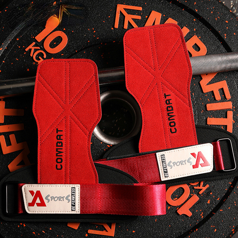 1 par 3-slojne rukavice za dizanje utega od goveđe kože Jastučići za hvatanje za mrtvo dizanje za teretanu Trake za zapešće Rukavice za vježbanje Pull-Up Rukavice