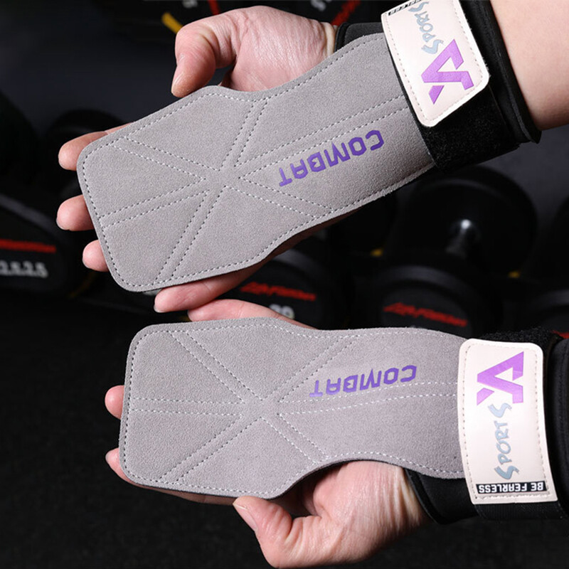 1 par 3-slojne rukavice za dizanje utega od goveđe kože Jastučići za hvatanje za mrtvo dizanje za teretanu Trake za zapešće Rukavice za vježbanje Pull-Up Rukavice