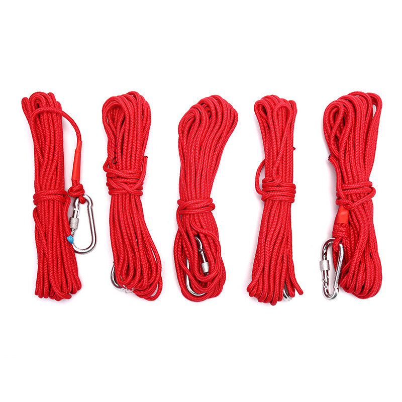 Magneți roșii de pescuit de 10 m frânghie Magneți puternici de căutare pentru oală de pescuit Magnet de pescuit