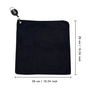 Πετσέτα γκολφ 26*26cm με γάντζο καραμπίνερ Microfiber διπλής όψης βελούδο 10,24*10,24 ιντσών Μαύρη βαμβακερή πετσέτα καθαρισμού Sports Cleans