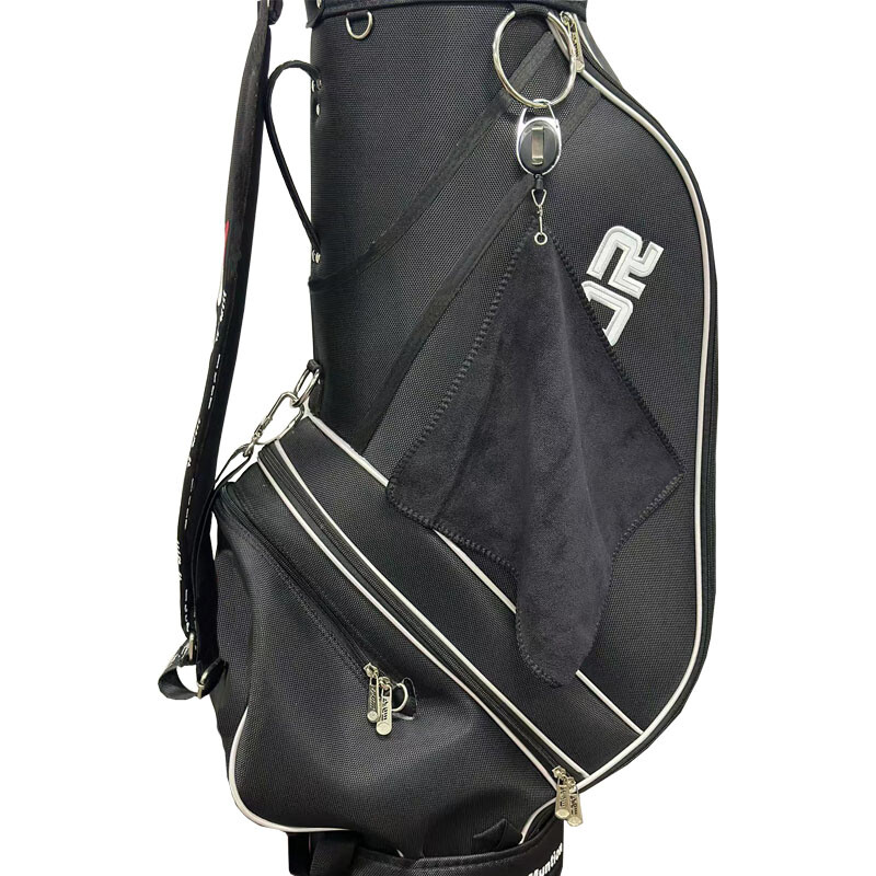 Πετσέτα γκολφ 26*26cm με γάντζο καραμπίνερ Microfiber διπλής όψης βελούδο 10,24*10,24 ιντσών Μαύρη βαμβακερή πετσέτα καθαρισμού Sports Cleans