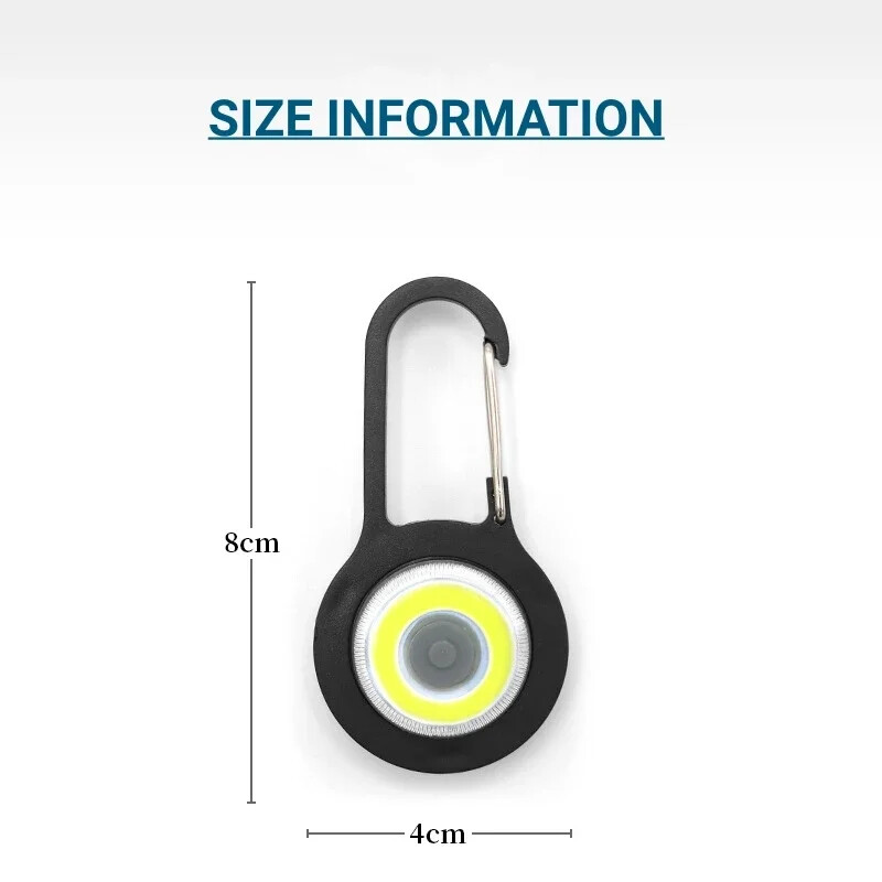 3 režiimi COB LED taskulamp karabiiniga taskulamp kaasaskantav laterna võtmehoidja rippuv seljakoti lamp ööseks telkimiseks