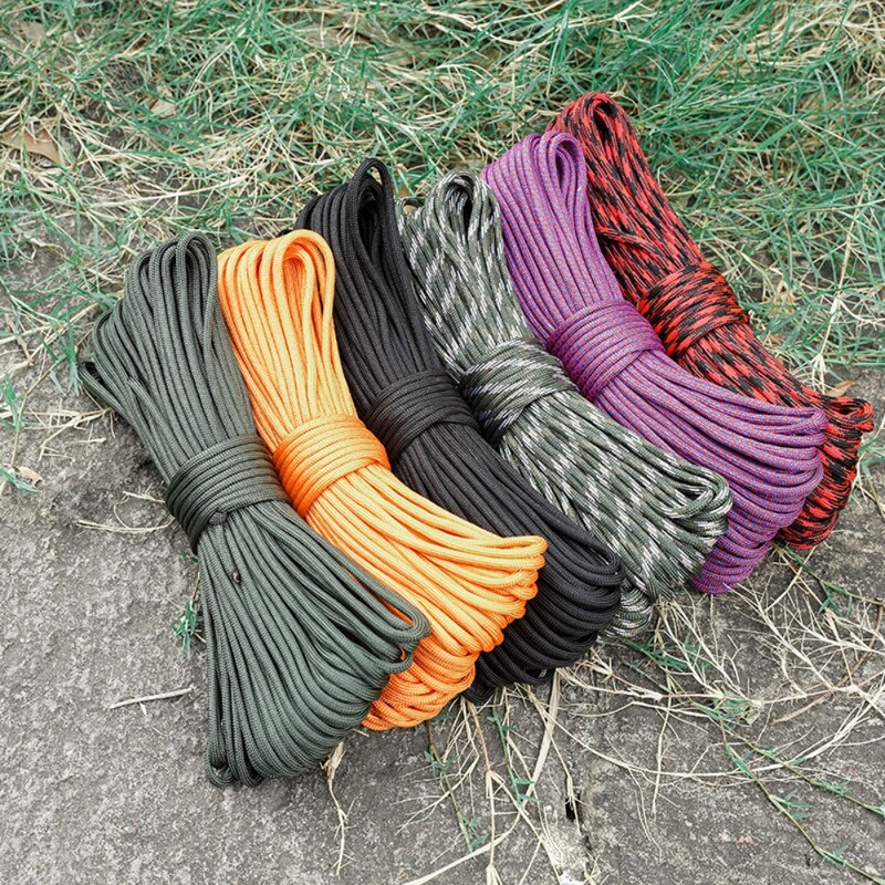 6 цвята Paracord 4mm 100FT 7 ядра на стойката Paracord Rope Paracorde Cord за къмпинг на открито Изработка на едро