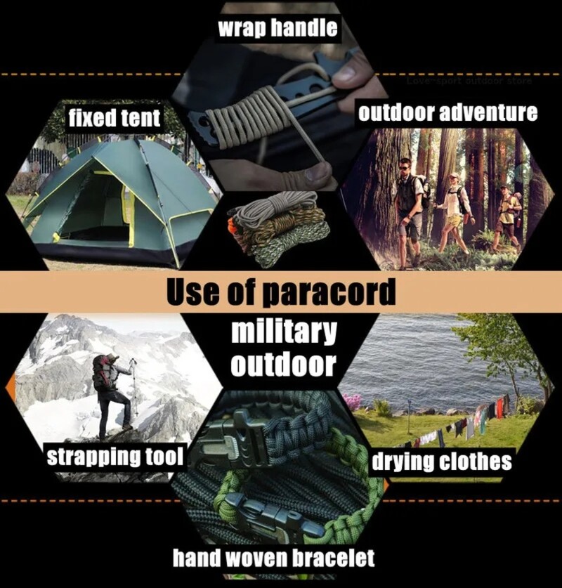 6 цвята Paracord 4mm 100FT 7 ядра на стойката Paracord Rope Paracorde Cord за къмпинг на открито Изработка на едро