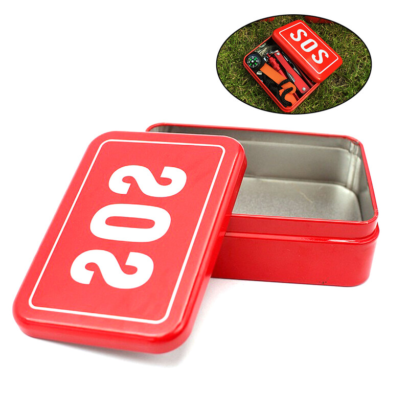 SOS kutija za spašavanje Preživljavanje na otvorenom Kutija za pohranu alata za hitne slučajeve Samopomoć Žica Sklopivi kompas Kutija Višenamjenska prva pomoć