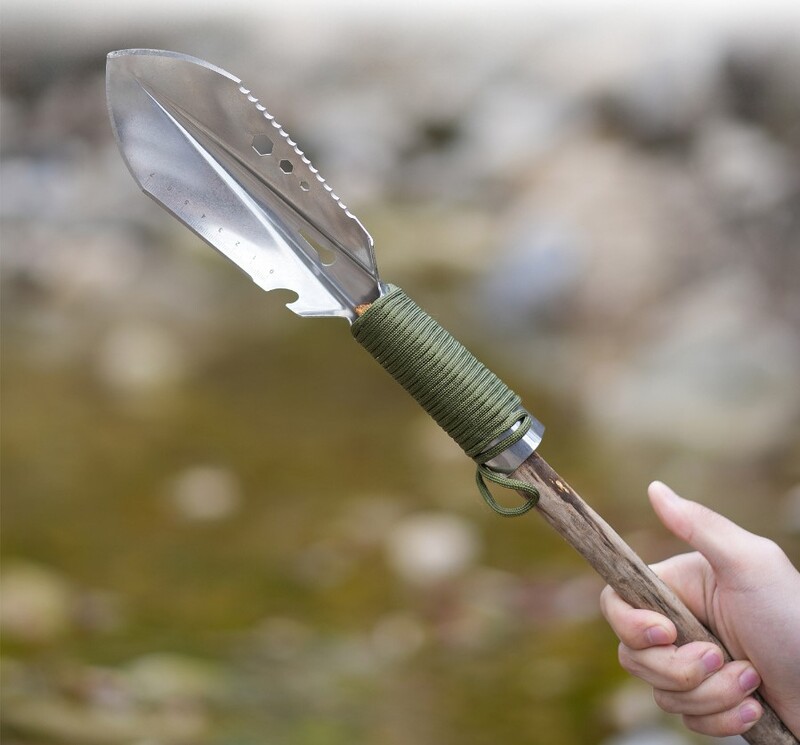 Πολυλειτουργικό φτυάρι χεριών για υπαίθριο κάμπινγκ πεζοπορία με φτυάρι με εργαλεία έκτακτης ανάγκης καραμπίνερ Paracord Rope Survival