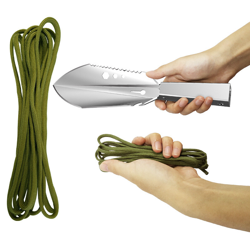 Πολυλειτουργικό φτυάρι χεριών για υπαίθριο κάμπινγκ πεζοπορία με φτυάρι με εργαλεία έκτακτης ανάγκης καραμπίνερ Paracord Rope Survival