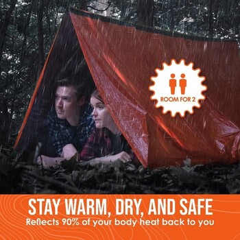 Life Tent Emergency Survival Shelter 2 Person Emergency Tent 2,4*1,5M Survival Tent Emergency Shelter with Whistle & Paracord