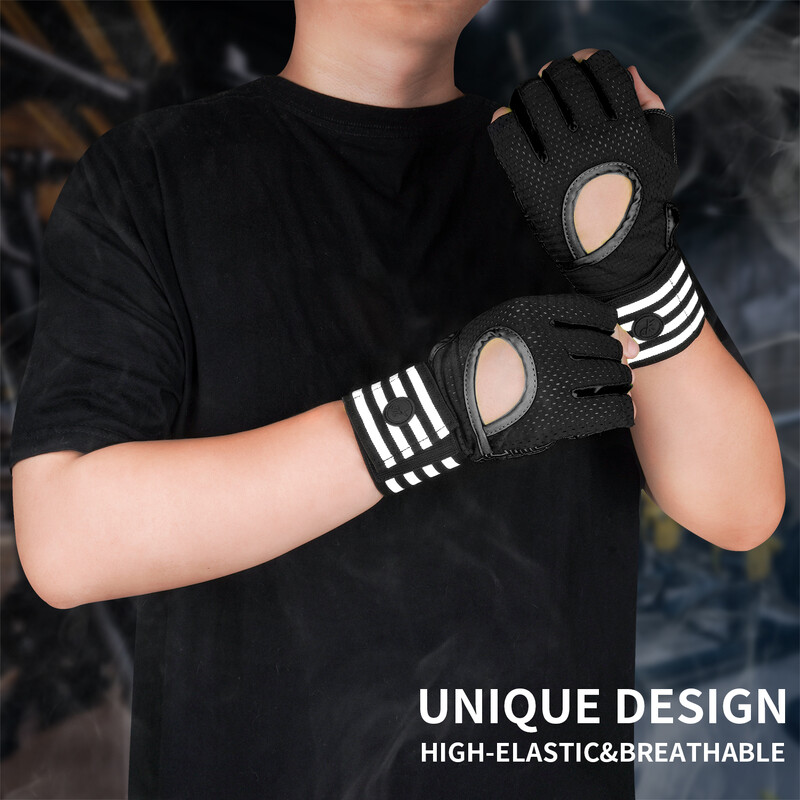 MOREOK Treniruotės Pirštinės Prisitraukimai Delnas Silikoninis Neslystantis Svoris Keliamasis Jėga Treniruoklis Riešo apsauga Ventiliuojamos treniruoklių salės fitneso pirštinės