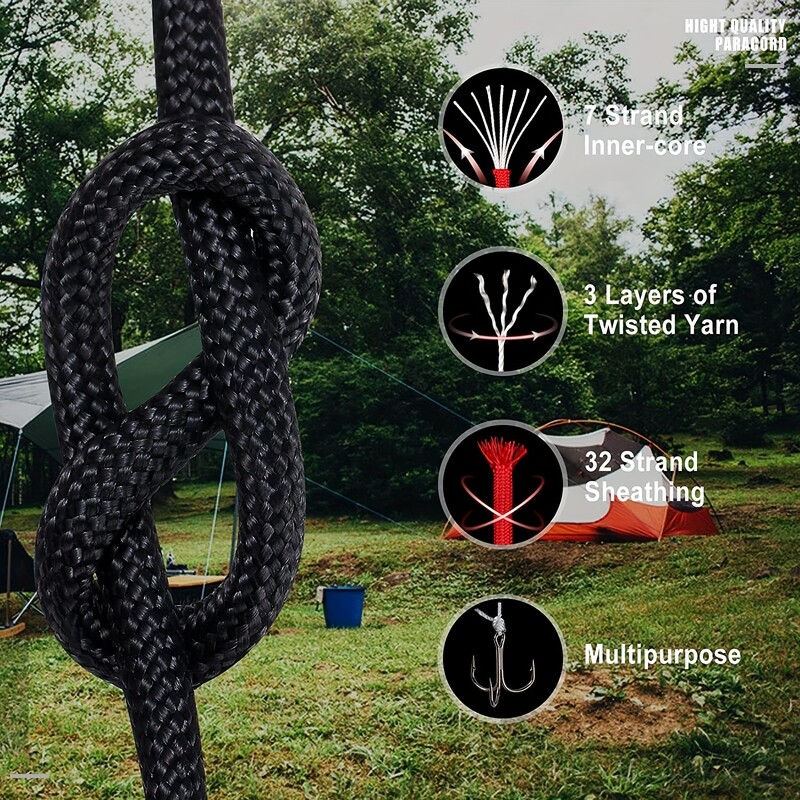 100 m/328 stôp 7-žilový pletený paracord náramok, ručne vyrobené DIY paracordové lano do stanu, veterné lano