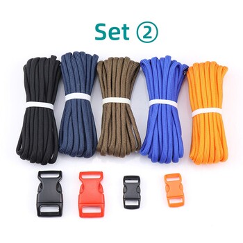 3m*5 τμχ Paracord βραχιόλι DIY Σετ με αγκράφες,Survival Paracord, Χειροποίητο DIY Αξεσουάρ Friendship Bracelet