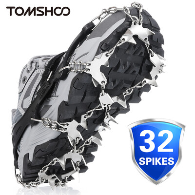 Tomshoo Portable 32-Teeth Crampons Трекинг аксесоари Ice Claw Неръждаема стомана Противоплъзгаща се калъфка за обувки Противоплъзгаща се верига за снежни обувки