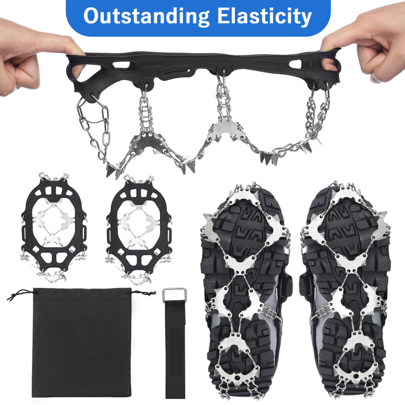 Prenosné mačky Tomshoo s 32 zubami, trekingové príslušenstvo, ľadové pazúry z nehrdzavejúcej ocele, protišmykový návlek na topánky, protišmyková reťaz na snežné topánky