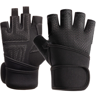 TNINE Mănuși negre fără degete Mănuși de fitness Mănuși cu jumătate de deget respirabile pentru bărbați/femei Echipament de haltere Mănuși de antrenament