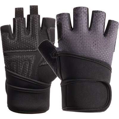 TNINE Mănuși negre fără degete Mănuși de fitness Mănuși cu jumătate de deget respirabile pentru bărbați/femei Echipament de haltere Mănuși de antrenament