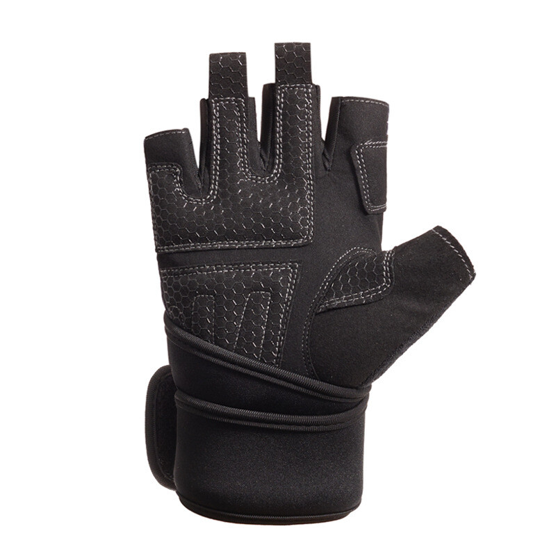 TNINE Mănuși negre fără degete Mănuși de fitness Mănuși cu jumătate de deget respirabile pentru bărbați/femei Echipament de haltere Mănuși de antrenament