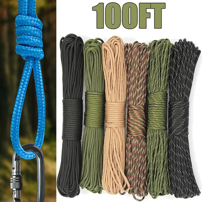 100 ft sõjaväeline paracord 7 haruga 4 mm matkatarvikud välitingimustes ellujäämiseks isetegemise käevõru köis matkariided