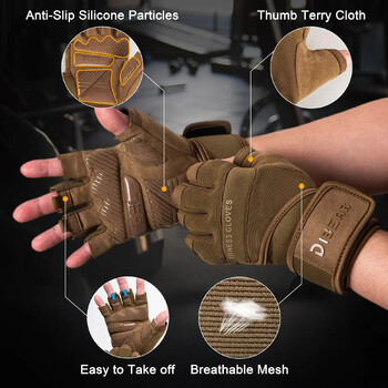 Αντιολισθητικό Half Finger Bodybuilding Gym Gloves Weightlifting Dumbbell Training Fitness Gloves Crossfit Workout Exercise for Man