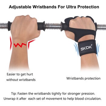 SKDK Weight Lifting Fitness Gloves With Wrist Wraps Gel Silicone Full Protection Palm Gym Workout Gloves Power Lifting Equipment