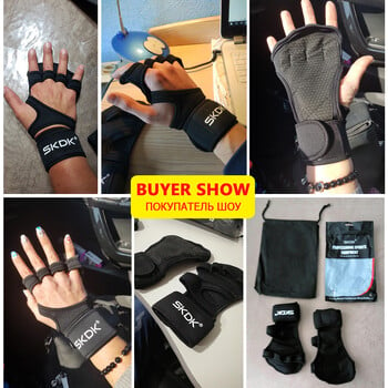 SKDK Weight Lifting Fitness Gloves With Wrist Wraps Gel Silicone Full Protection Palm Gym Workout Gloves Power Lifting Equipment