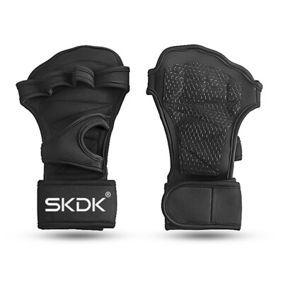 SKDK Weight Lifting Fitness Gloves With Wrist Wraps Gel Silicone Full Protection Palm Gym Workout Gloves Power Lifting Equipment