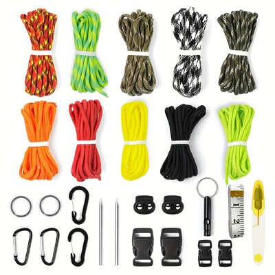 10 boja Paracord kabel s kopčama Privjesci za ključeve Igle za vezivanje, Paracord narukvice Kit za ručno izrađene dodatke za „uradi sam“