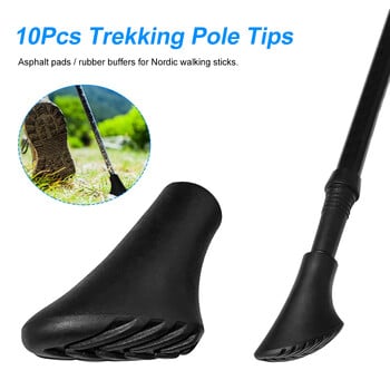 10Pcs Trekking Pole Tips Αντικατάσταση Λαστιχένια Πόδια Nordic Walking Stick Pads Λαστιχένια Buffers Trekking Pole Protectors for Climbing