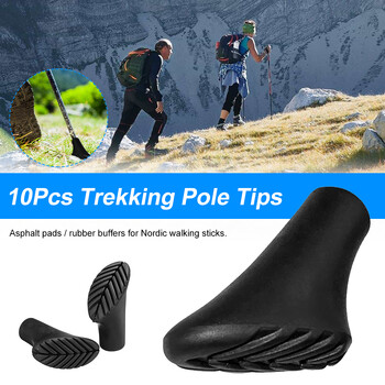 10Pcs Trekking Pole Tips Αντικατάσταση Λαστιχένια Πόδια Nordic Walking Stick Pads Λαστιχένια Buffers Trekking Pole Protectors for Climbing