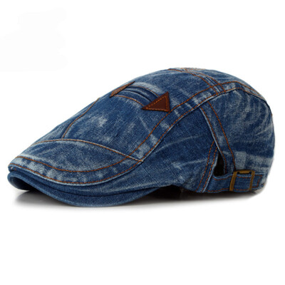 HT1195 Modes Pavasara Vasaras Džinsi Beretes Cepures Vīriešiem Sieviešu Kvalitatīvas ikdienas Unisex Džinsu Beretes Cepurīte Fitted Sun Cabbie Flat Cap