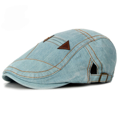 HT1195 Modes Pavasara Vasaras Džinsi Beretes Cepures Vīriešiem Sieviešu Kvalitatīvas ikdienas Unisex Džinsu Beretes Cepurīte Fitted Sun Cabbie Flat Cap