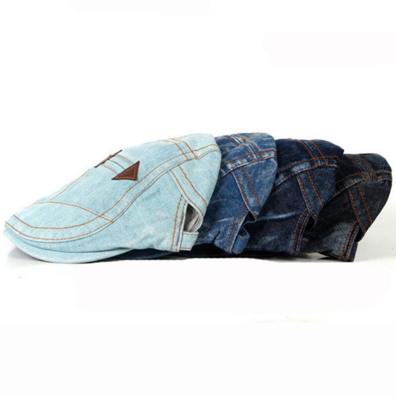 HT1195 Mados pavasario vasaros džinsai Beretinės kepurės vyrams Moteriškos kokybiškos kasdieninės unisex džinsinės beretės kepuraitės, pritaikytos Sun Cabbie plokščias kepurės