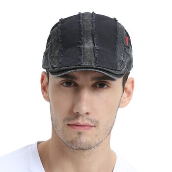 VOBOOM Distressed Cotton Flat Cap Мъжки шапки за голф Newsboy Retro Baker Boy Hat Мъжка барета Gatsby Driver Cabbies Регулируема