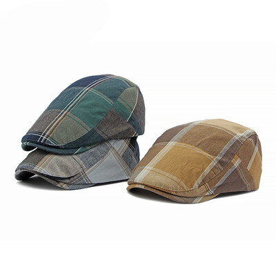 2023 Four Seasons Cotton Plaid Print Καπέλα εφημερίδων Επίπεδο καπάκι με κορυφές ανδρικές και γυναίκες Καπέλα μπερέ ζωγραφικής 138