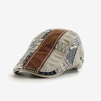 Ανδρικό καπέλο μπερέ Patchwork Newsboy Beret Ρυθμιζόμενο επίπεδο καπέλο Cabbie για οδήγηση, κυνήγι, ψάρεμα σε εξωτερικούς χώρους