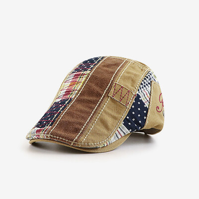 Ανδρικό καπέλο μπερέ Patchwork Newsboy Beret Ρυθμιζόμενο επίπεδο καπέλο Cabbie για οδήγηση, κυνήγι, ψάρεμα σε εξωτερικούς χώρους