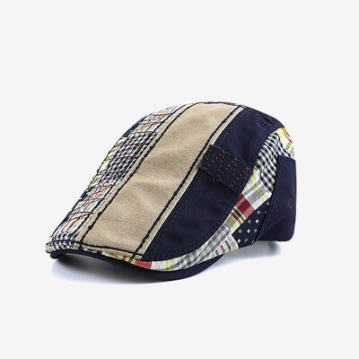 Ανδρικό καπέλο μπερέ Patchwork Newsboy Beret Ρυθμιζόμενο επίπεδο καπέλο Cabbie για οδήγηση, κυνήγι, ψάρεμα σε εξωτερικούς χώρους