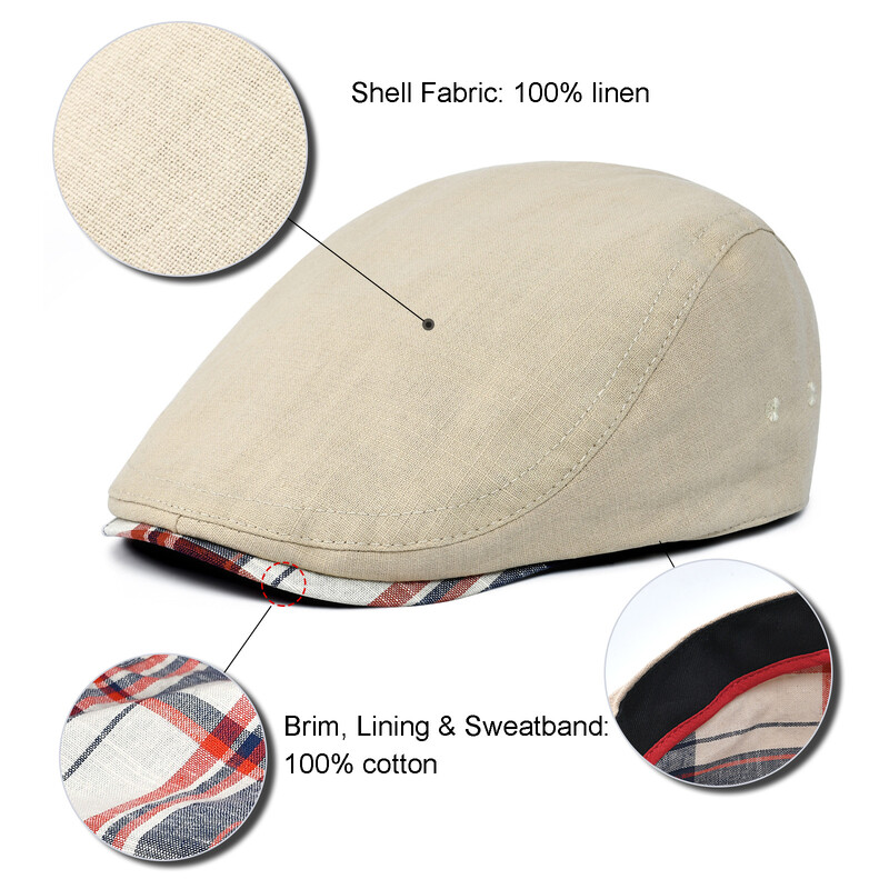 JANGOUL lina cepure Īru plakana cepure vīriešiem ikdienišķa pieguļoša avīžpuika vāciņš regulējama klasiska Ivy Gatsby cepure