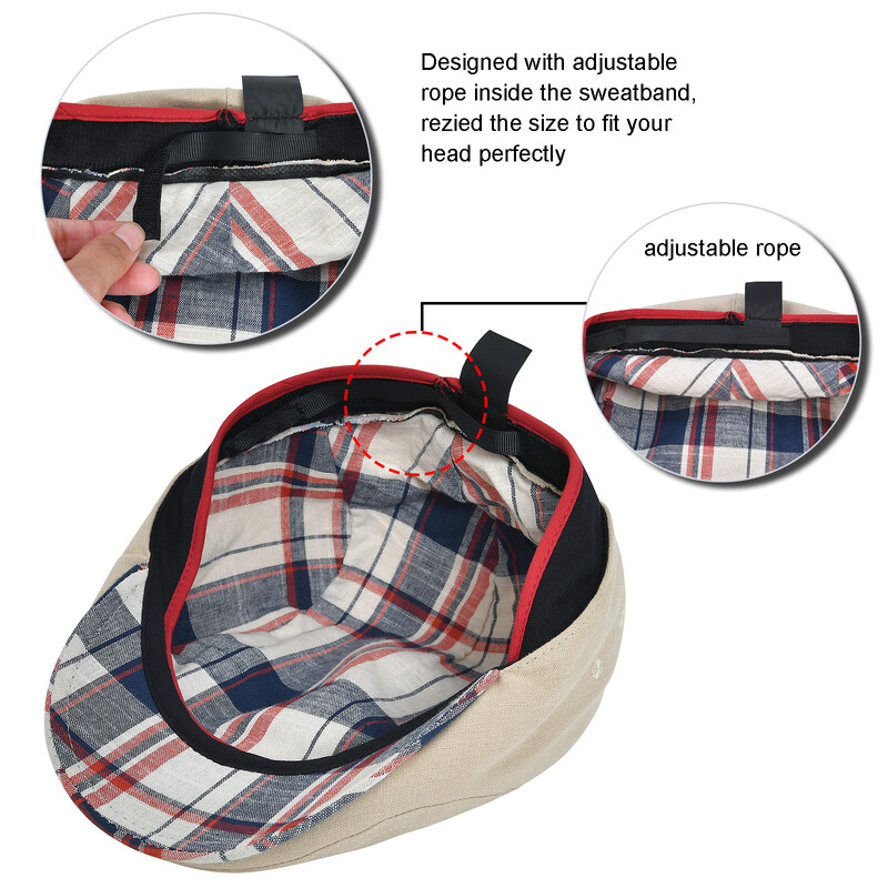 JANGOUL lina cepure Īru plakana cepure vīriešiem ikdienišķa pieguļoša avīžpuika vāciņš regulējama klasiska Ivy Gatsby cepure