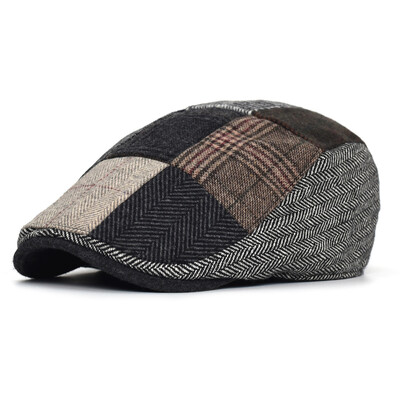 Four Seasons Vintage Patchwork Herringbone Newsboy Caps Casual Outdoor Outdoor Beret Hats Fashion Flat Caps