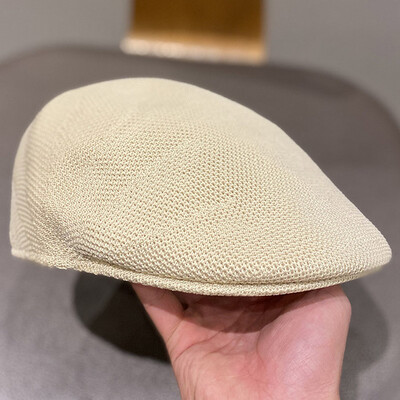 Νέο πλεκτό μπροστινό καπέλο καλοκαιρινής μόδας με αναπνεύσιμο γυναικείο μπερέ Ανοιξιάτικο και Φθινοπωρινό Street Shot Μονόχρωμο Ανδρικά καπέλα