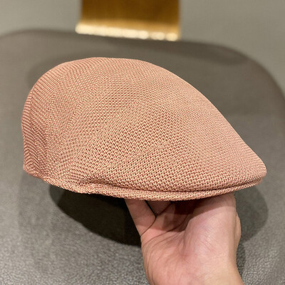 Νέο πλεκτό μπροστινό καπέλο καλοκαιρινής μόδας με αναπνεύσιμο γυναικείο μπερέ Ανοιξιάτικο και Φθινοπωρινό Street Shot Μονόχρωμο Ανδρικά καπέλα