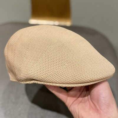 Νέο πλεκτό μπροστινό καπέλο καλοκαιρινής μόδας με αναπνεύσιμο γυναικείο μπερέ Ανοιξιάτικο και Φθινοπωρινό Street Shot Μονόχρωμο Ανδρικά καπέλα