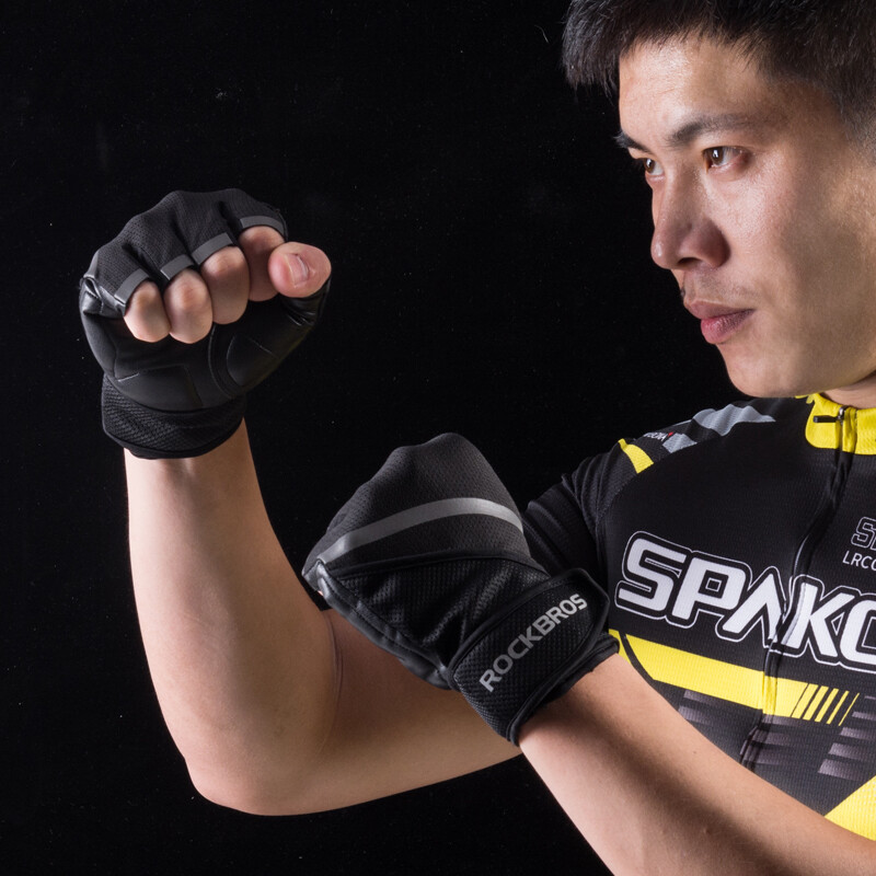 ROCKBORS Gym Protuklizne rukavice za fitness za dizanje utega Sportske zaštitne rukavice za fitness na pola prsta Body Building muške rukavice