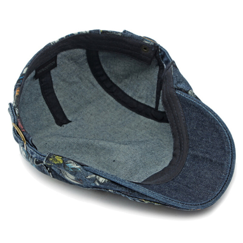 HT4338 Vīriešu sieviešu cepures pavasara rudens puķu puķu beretes cepures mazgātas kokvilnas džinsa beretes cepures vīrietis, mākslinieks, gleznotājs, cepure