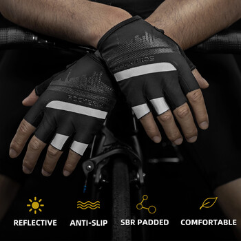 ROCKBROS Summer Cycling Gloves Half Finger Удароустойчиви дишащи ръкавици за фитнес Мъжки MTB велосипедни ръкавици без пръсти Велосипедно оборудване