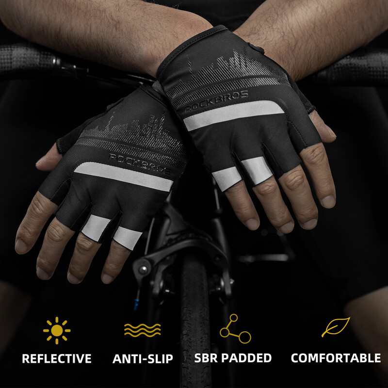 ROCKBROS Summer Cycling Gloves Half Finger Αντικραδασμικά αναπνεύσιμα γάντια γυμναστικής Ανδρικά MTB Fingerless Gloves Bicycle Εξοπλισμός ποδηλασίας