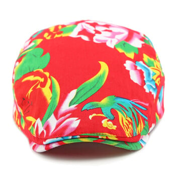 HT4390 Beret για άνδρες Γυναικείες Κινεζικές floral εμπριμέ καπέλο μπερέ Αρσενικό θηλυκό Vintage καλλιτέχνης ζωγράφος Μπερέ καπέλο ρυθμιζόμενο επίπεδο καπέλο άνδρες