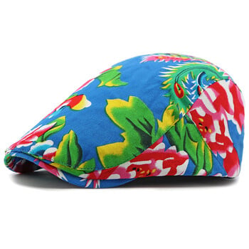 HT4390 Beret για άνδρες Γυναικείες Κινεζικές floral εμπριμέ καπέλο μπερέ Αρσενικό θηλυκό Vintage καλλιτέχνης ζωγράφος Μπερέ καπέλο ρυθμιζόμενο επίπεδο καπέλο άνδρες