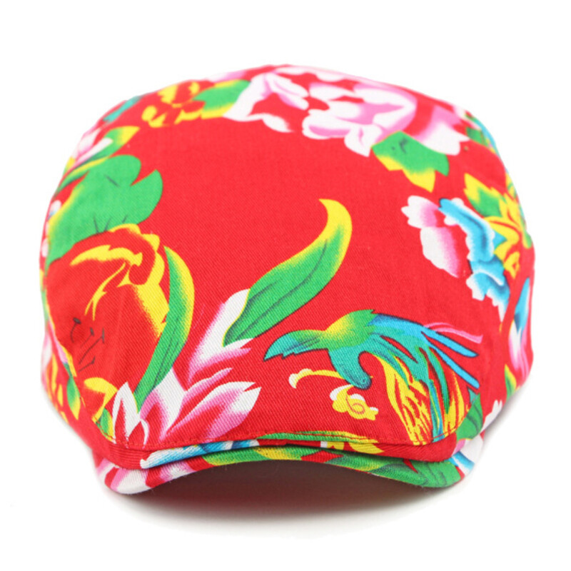 HT4390 Beret για άνδρες Γυναικείες Κινεζικές floral εμπριμέ καπέλο μπερέ Αρσενικό θηλυκό Vintage καλλιτέχνης ζωγράφος Μπερέ καπέλο ρυθμιζόμενο επίπεδο καπέλο άνδρες