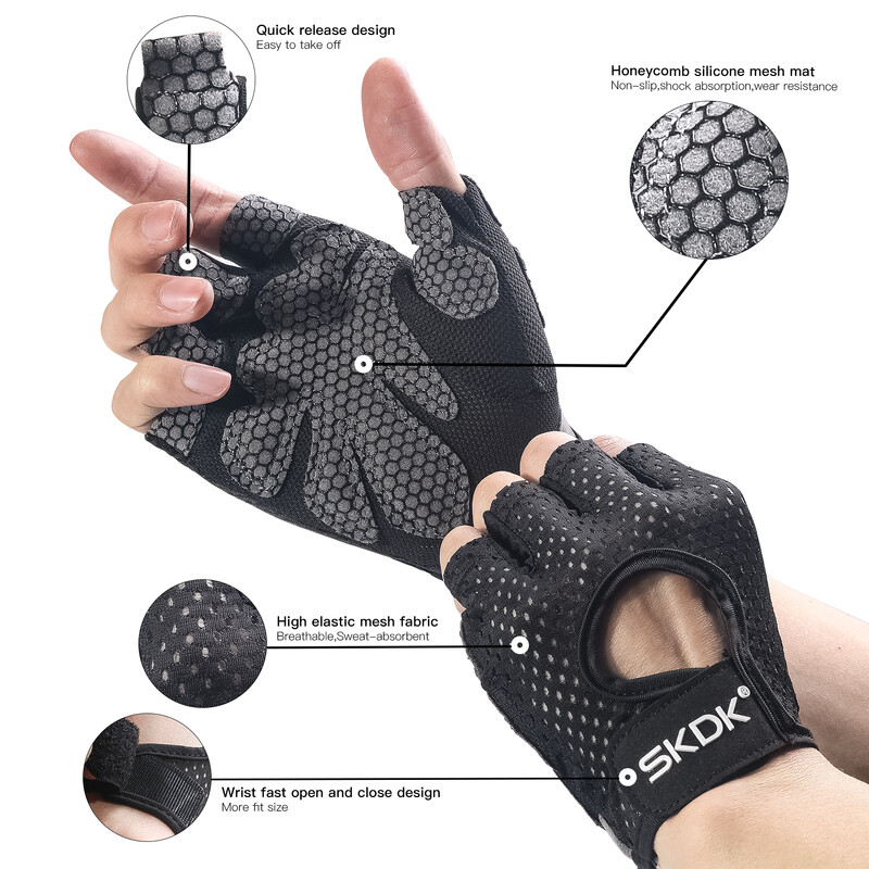 SKDK Gym Gloves Weightlifting Workout Dumbbell Crossfit Bodybuilding αξεσουάρ Breathable Fitness Gloves Silicone Palm Hollow